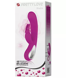 Pretty Love Webb Bunny Ears Rabbit wHandle 12 Function  Fuchsia