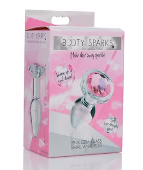 Booty Sparks Pink Gem Glass Anal Plug  Small