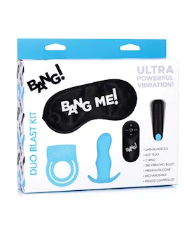 Bang Duo Blast Remote Control Cock Ring amp Butt Plug Vibe Kit  Blue