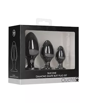 Shots Ouch Diamond Shape Butt Plug Set  Black