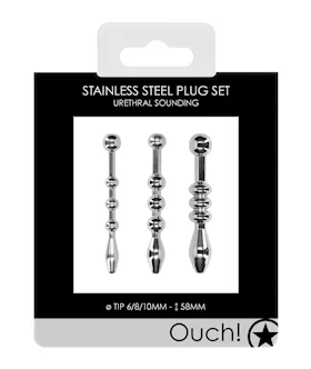 Shots Ouch Urethral Sounding Metal Plug Set  58mm