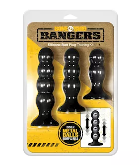 Boneyard Bangers Silicone Butt Plug Training Kit  Black