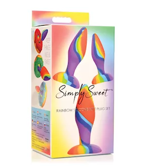 Curve Toys Simply Sweet Rainbow Silicone Butt Plug Set