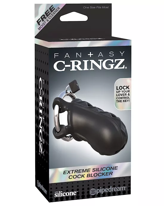 Fantasy C-ringz Extreme Silicone Cock Blocker - Black