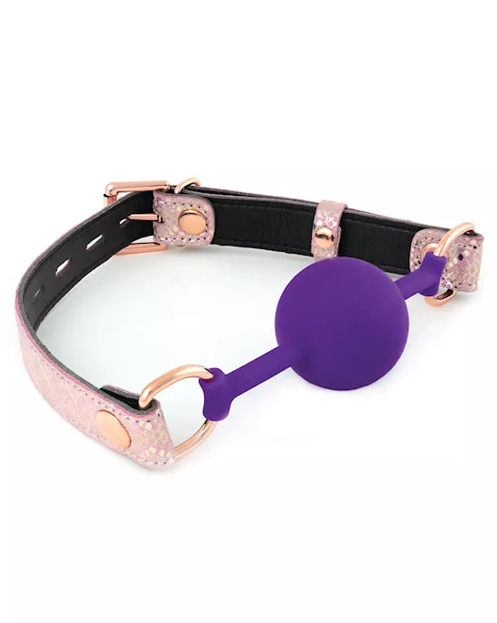 Spartacus Silicone Gag w/Leather Lining - Pink Snakeskin Micro Fiber