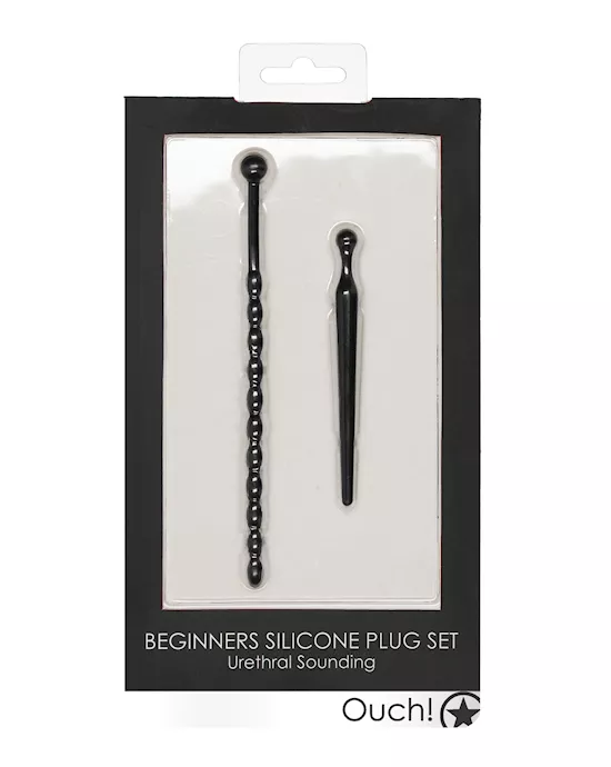 Shots Ouch Urethral Sounding Beginners Silicone Plug Set - Black