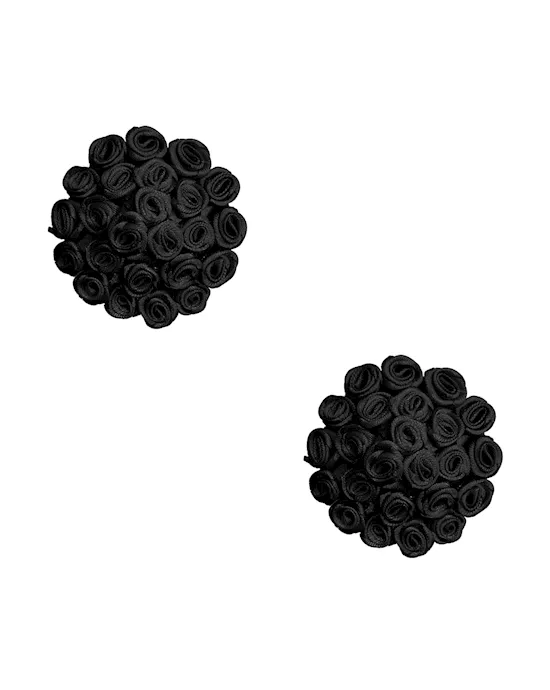 Neva Nude Burlesque Nightfall Roses Reusable Silicone Pasties - Black O/S