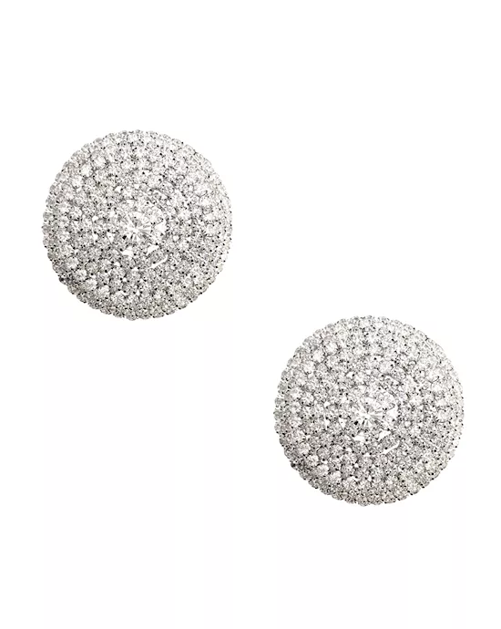 Neva Nude Burlesque Big O Crystal Jewel Reusable Silicone Pasties - Silver O/S