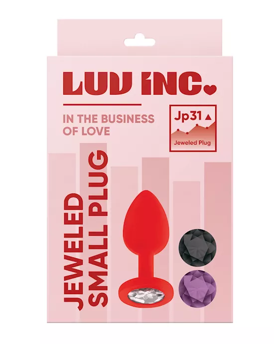 Luv Inc. Jeweled Silicone Butt Plug w/Three Stones - Small Red