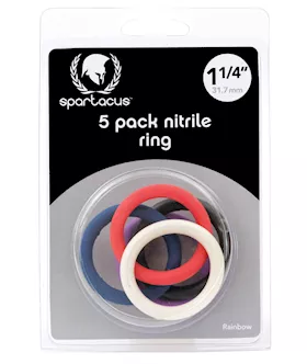 Spartacus 125quot Nitrile Cock  Ring Set  Asst Colors Pack of 5