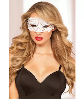 Lace Eye Mask wSatin Ribbon Ties White OS