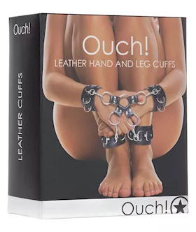 Shots Ouch Leather Hand amp Leg Cuffs  Black