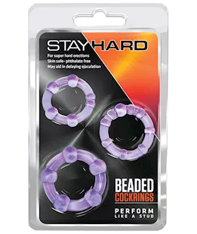 Blush Stay Hard Beaded Cock Rings  Purple Pack of 3