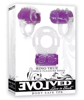 Evolved Ring True Unique Pleasure Rings Kit  3 Pack ClearPurple