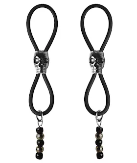 Bijoux de Nip Nipple Halos Black Skull Slider  BlackSilver
