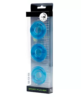 Sport Fucker Chubby Cockring Pack of 3  Ice Blue