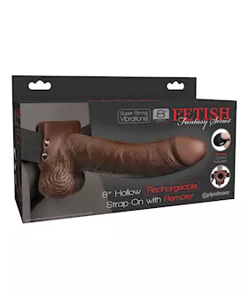 Fetish Fantasy Series 8quot Hollow Rechargeable Strap On wRemote  Brown