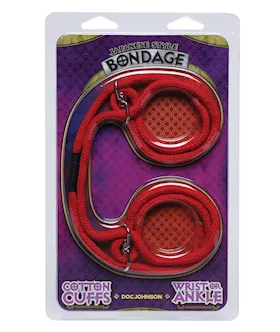 Japanese Style Bondage Wrist or Ankle Cotton Rope  Red