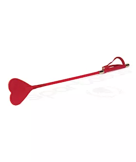 Spartacus PU Riding Crop wPlush Heart Shape Tip  Red