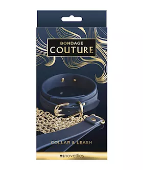 Bondage Couture Vinyl Collar and Leash  Blue