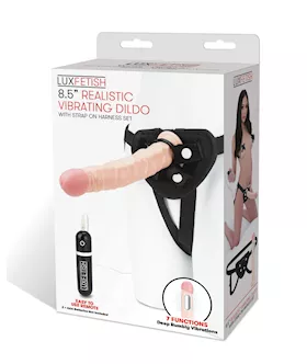 Lux Fetish 85quot Realistic Vibrating Dildo wStrap On Harness Set