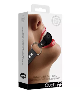 Shots Ouch Diamond Breathable Ball Gag  Black