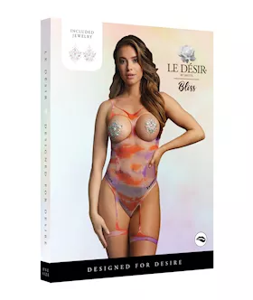 Shots Bliss Open Cup Strappy Teddy wJewelry Pasties Multi OS