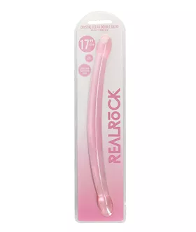 Shots RealRock Crystal Clear 17quot Double Dildo   Pink