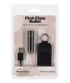 First Class Mini Rechargeable Bullet wCrystal 9 Functions Gun Metal