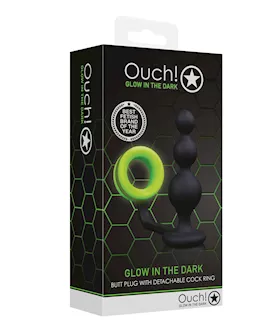 Shots Ouch Beads Butt Plug wCock Ring  Glow in the Dark