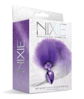 Nixie Metal Butt Plug wFaux Fur Tail  Purple Metallic