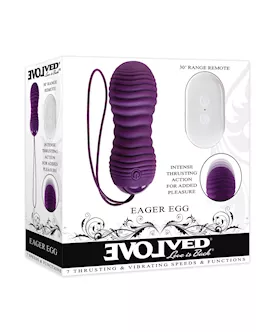 Evolved Eager Egg Vibrating amp Thrusting Egg wRemote  Purple