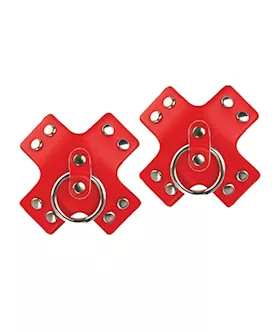 Nipplicious Seducer Leather Pasties wRing  Red
