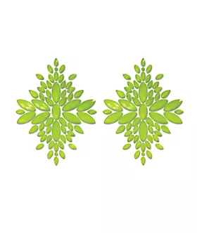 Fantasy UV Reactive Jeweled Pasties  Neon Green OS