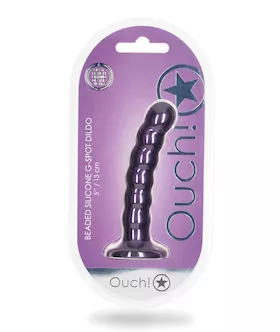 Shots Ouch 5quot Beaded GSpot Dildo  Metallic Purple