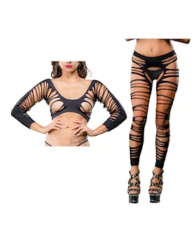 Beverly Hills Naughty Girl Crotchless Side Straps Leggings Black OS