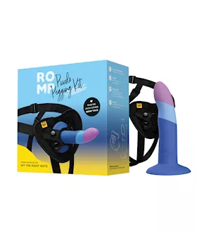 ROMP Piccolo 3 Color 55quot Dildo Pegging Kit  Blue