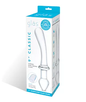 Glas 9quot Classic Curved Dual Ended Dildo  Clear