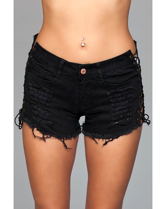 Looped In Distressed Denim Shorts