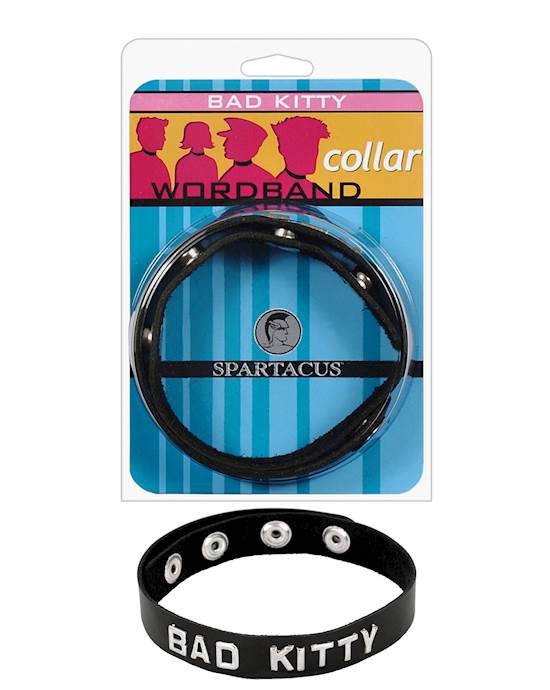 Spartacus BAD KITTY Leather Collar  Black