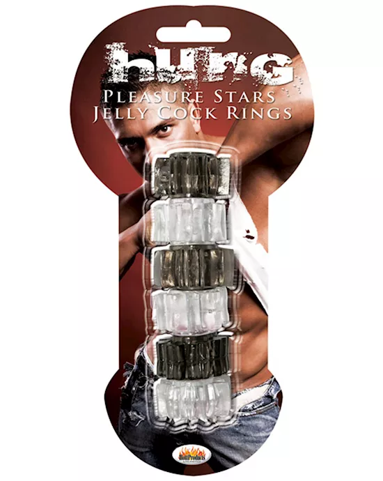 Hung Pleasure Stars Jelly Cock Rings - Black/Clear
