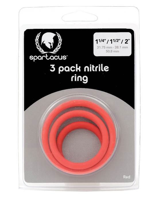 Spartacus Nitrile Cock  Ring Set  Red Pack of 3