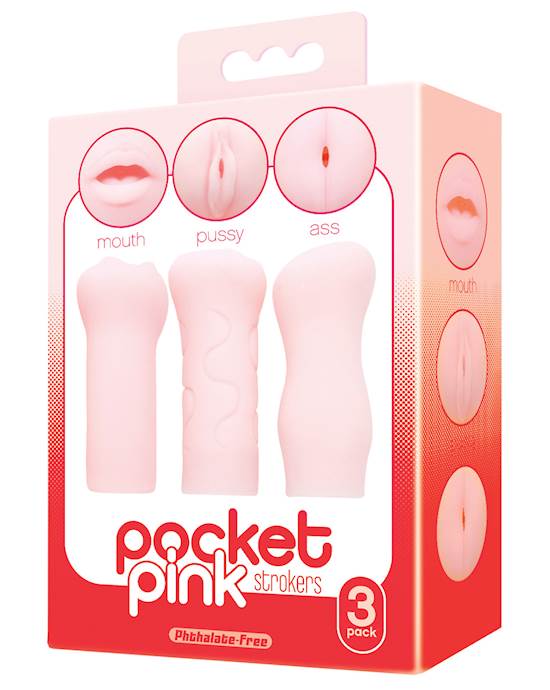 Icon Brands Pocket Pink Strokers  3 Pack