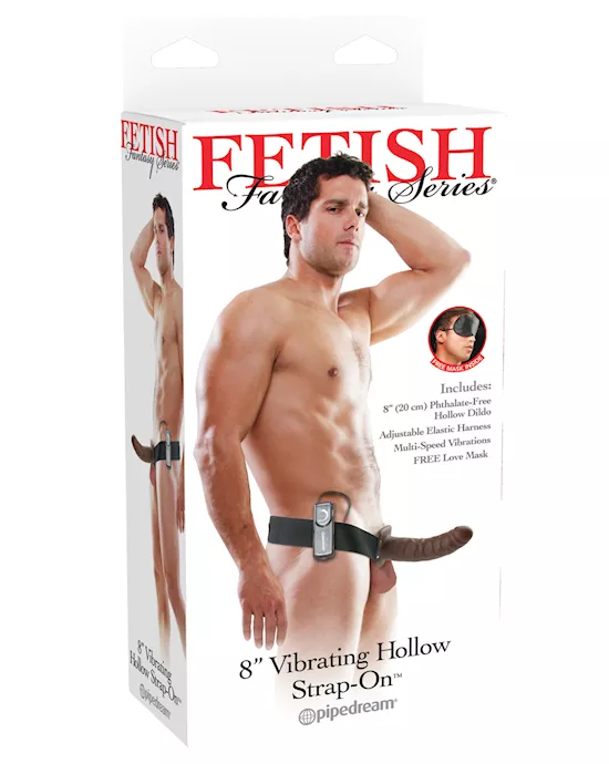 Fetish Fantasy Series 8" Vibrating Hollow Strap On - Brown
