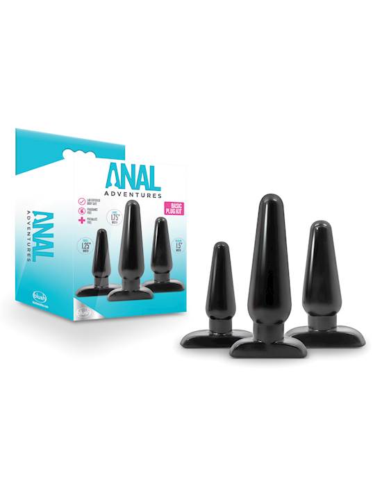 Blush Anal Adventures Basic Plug Kit  Black