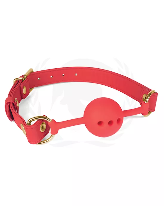Spartacus Silicone Ball Gag W/red Pu Straps - 46 Mm