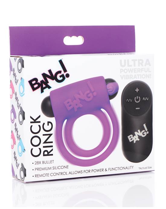 Bang Vibrating Cock Ring amp Bullet wRemote Control  Purple