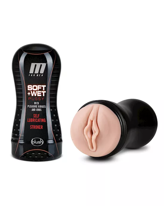 Blush M for Men Soft and Wet Pussy with Pleasure Ridges & Orbs Self Lubricating Stroker - Vanilla