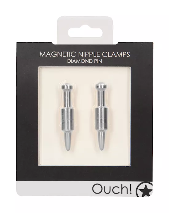 Shots Ouch Pin Magnetic Nipple Clamps - Silver