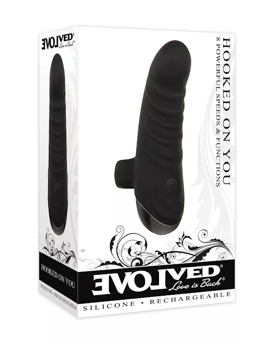 Evolved Hooked On You Curved Finger Vibrator - Black